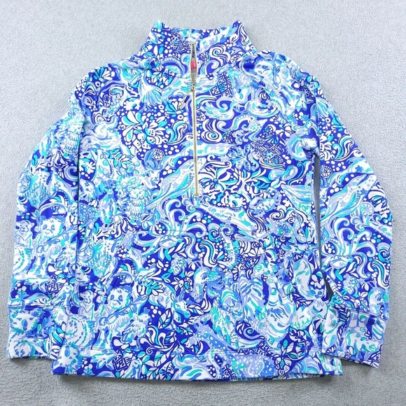 Lilly Pulitzer Tops - Lilly Pulitzer Top Womens Small Blue Green Skipper UPF 50 Quarter Zip Popover